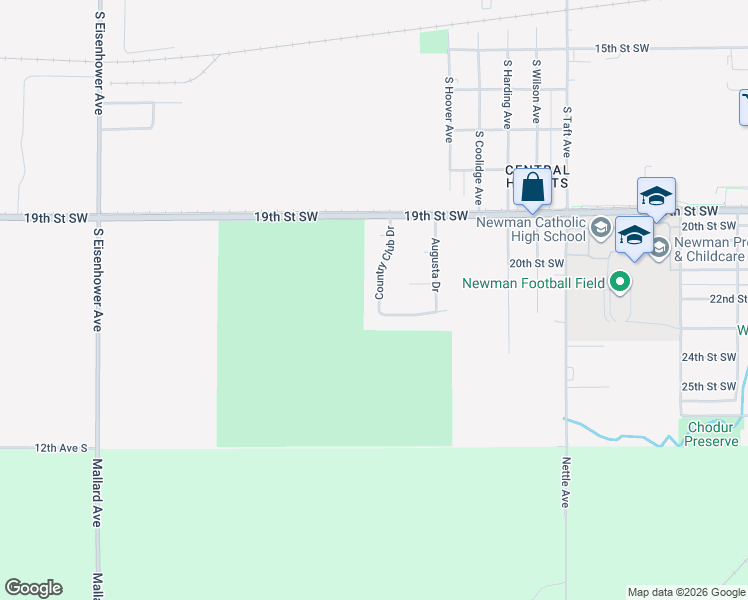 map of restaurants, bars, coffee shops, grocery stores, and more near 2240 Country Club Drive in Mason City