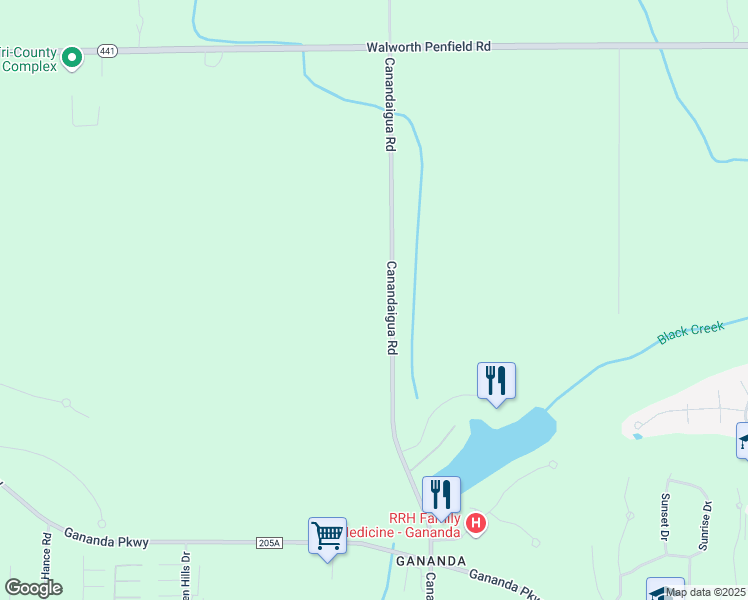 map of restaurants, bars, coffee shops, grocery stores, and more near 3503 Canandaigua Road in Macedon