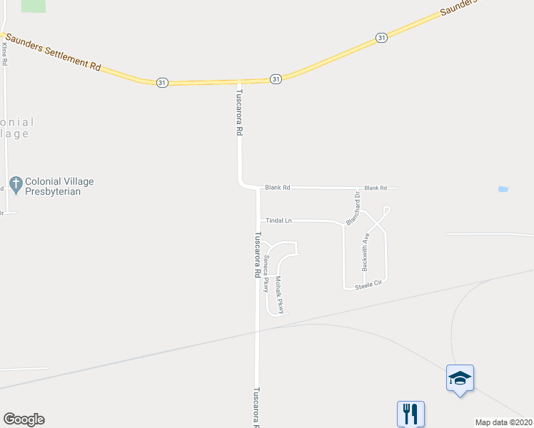 map of restaurants, bars, coffee shops, grocery stores, and more near 4915 Tuscarora Road in Niagara Falls