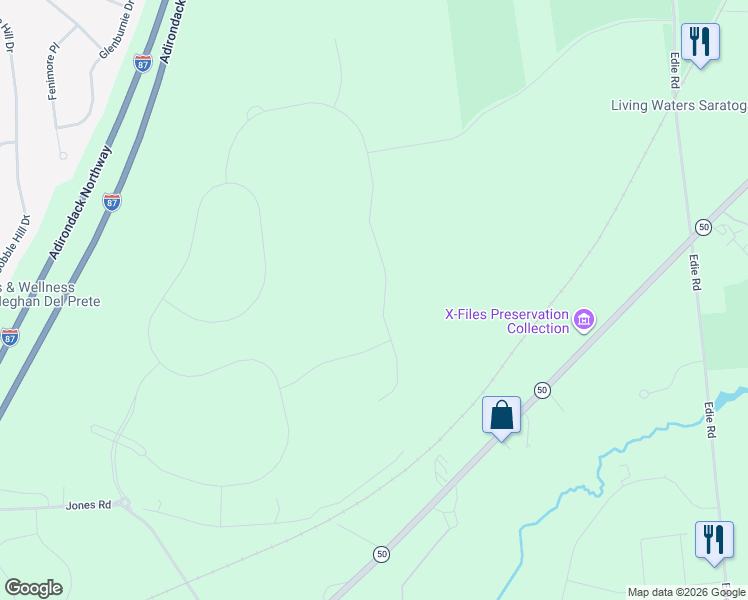 map of restaurants, bars, coffee shops, grocery stores, and more near 4258 New York 50 in Saratoga Springs