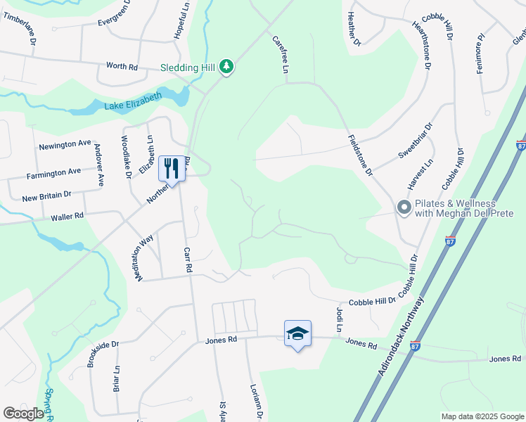 map of restaurants, bars, coffee shops, grocery stores, and more near 8 Claire Pass in Saratoga Springs