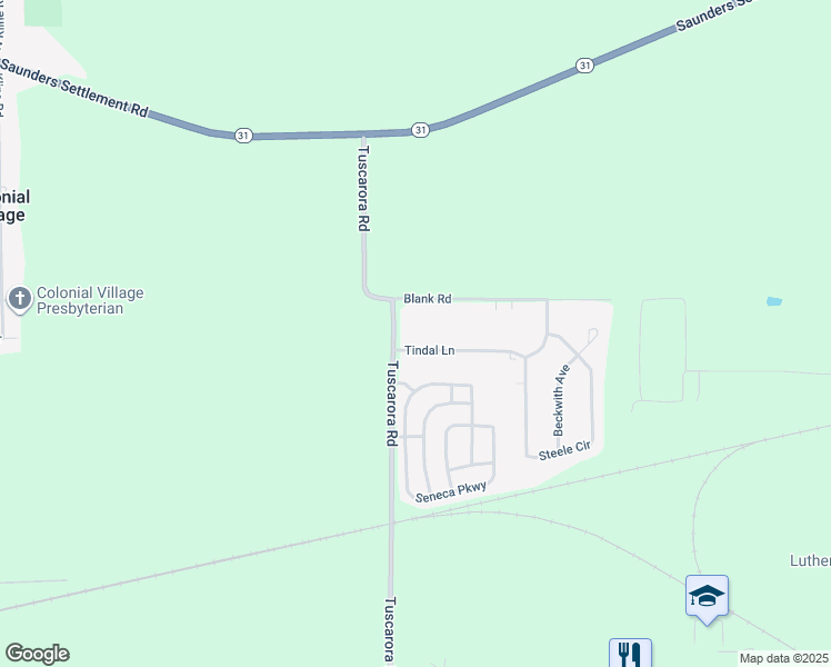 map of restaurants, bars, coffee shops, grocery stores, and more near 4725 Tuscarora Road in Niagara Falls