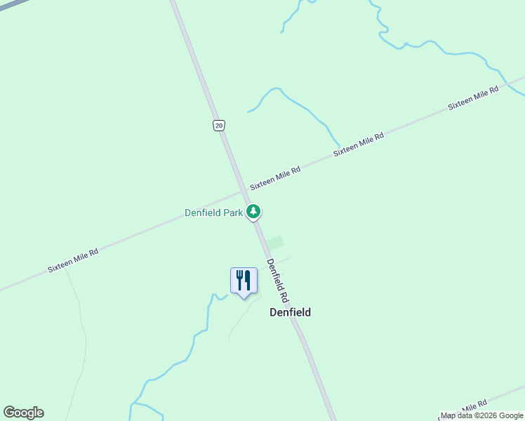 map of restaurants, bars, coffee shops, grocery stores, and more near 23992 Denfield Road in Denfield