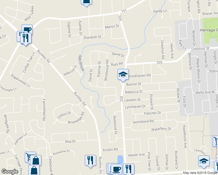map of restaurants, bars, coffee shops, grocery stores, and more near 508 David Drive in Syracuse