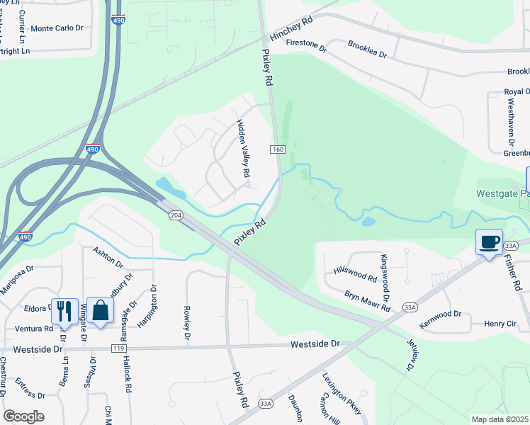 map of restaurants, bars, coffee shops, grocery stores, and more near 845 Pixley Road in Rochester