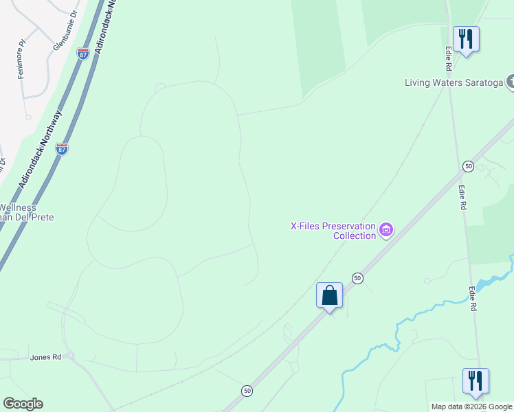 map of restaurants, bars, coffee shops, grocery stores, and more near 4258 New York 50 in Saratoga Springs