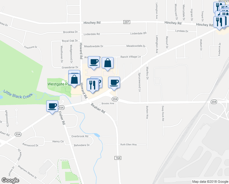 map of restaurants, bars, coffee shops, grocery stores, and more near 1965 Chili Avenue in Rochester