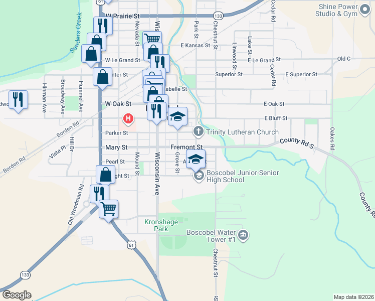 map of restaurants, bars, coffee shops, grocery stores, and more near 200 Buchanan Street in Boscobel