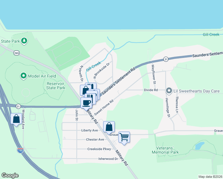 map of restaurants, bars, coffee shops, grocery stores, and more near 5984 South Hewitt Drive in Lewiston