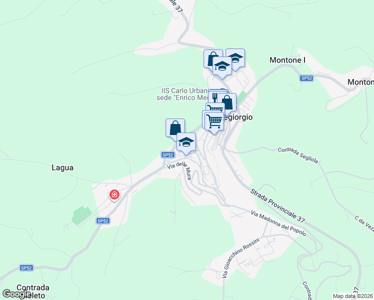 map of restaurants, bars, coffee shops, grocery stores, and more near 43 Via Cestoni in Montegiorgio