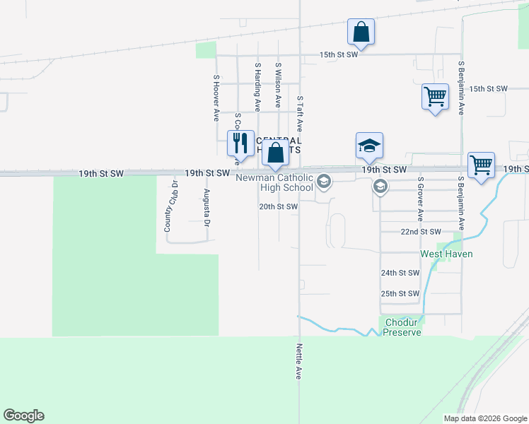 map of restaurants, bars, coffee shops, grocery stores, and more near 1935 South Harding Avenue in Mason City