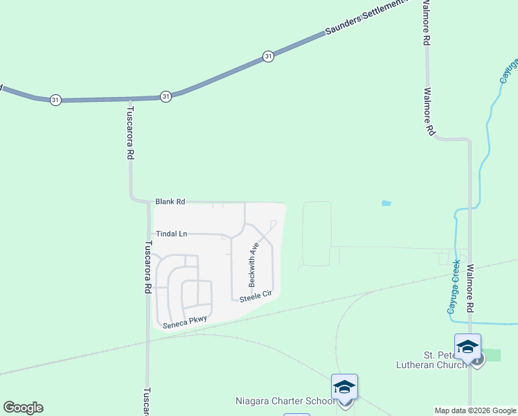 map of restaurants, bars, coffee shops, grocery stores, and more near 129 Blank Road in Niagara Falls