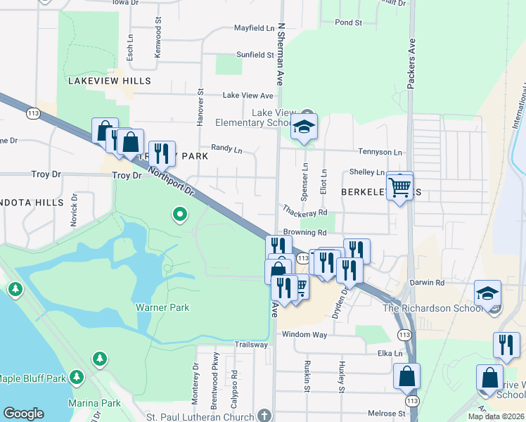 map of restaurants, bars, coffee shops, grocery stores, and more near 325 East Bluff in Madison