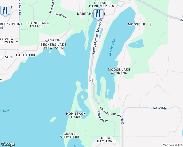 map of restaurants, bars, coffee shops, grocery stores, and more near W332N6297 County Road C in Nashotah