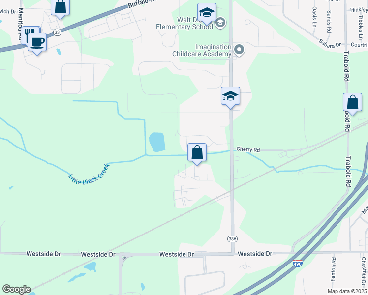 map of restaurants, bars, coffee shops, grocery stores, and more near 143 Bending Creek Road in Rochester