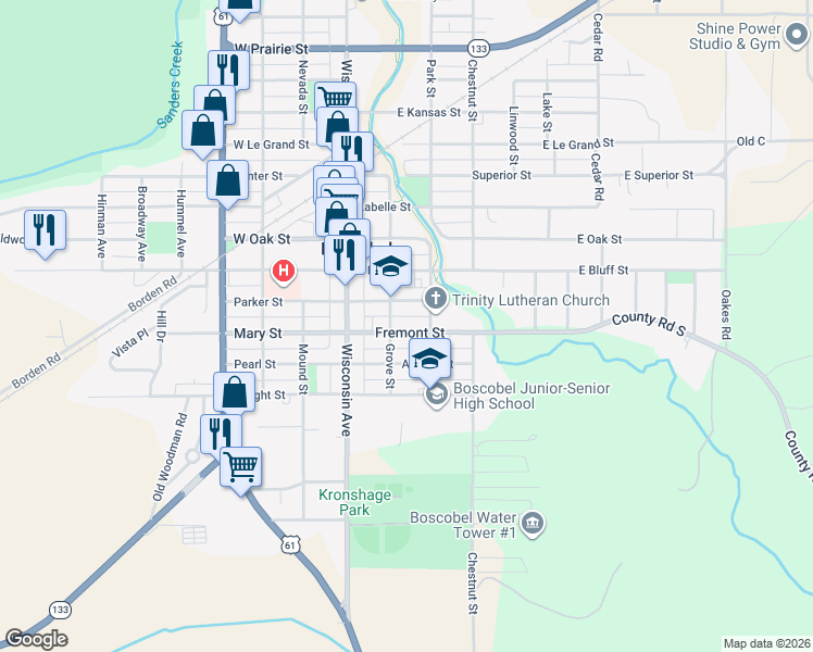 map of restaurants, bars, coffee shops, grocery stores, and more near 200 Buchanan Street in Boscobel