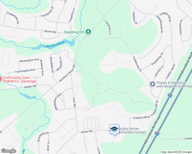map of restaurants, bars, coffee shops, grocery stores, and more near 15 Killarney Court in Saratoga Springs