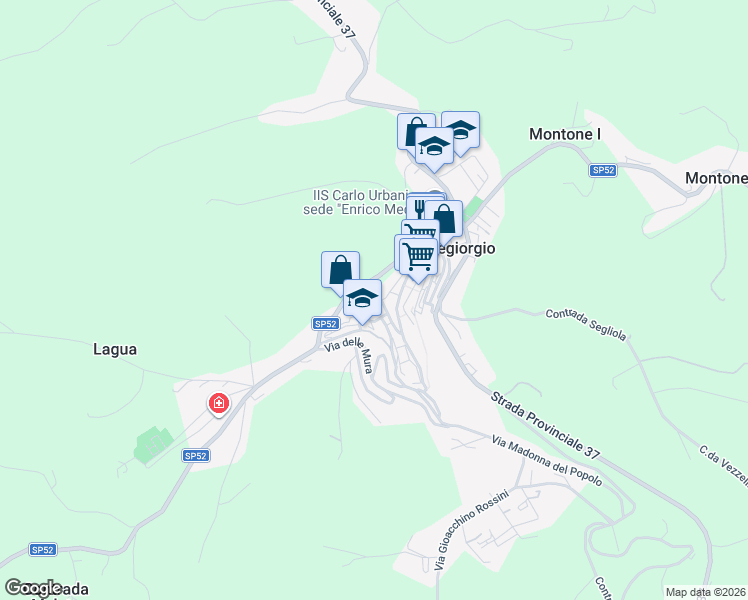 map of restaurants, bars, coffee shops, grocery stores, and more near 43 Via Cestoni in Montegiorgio