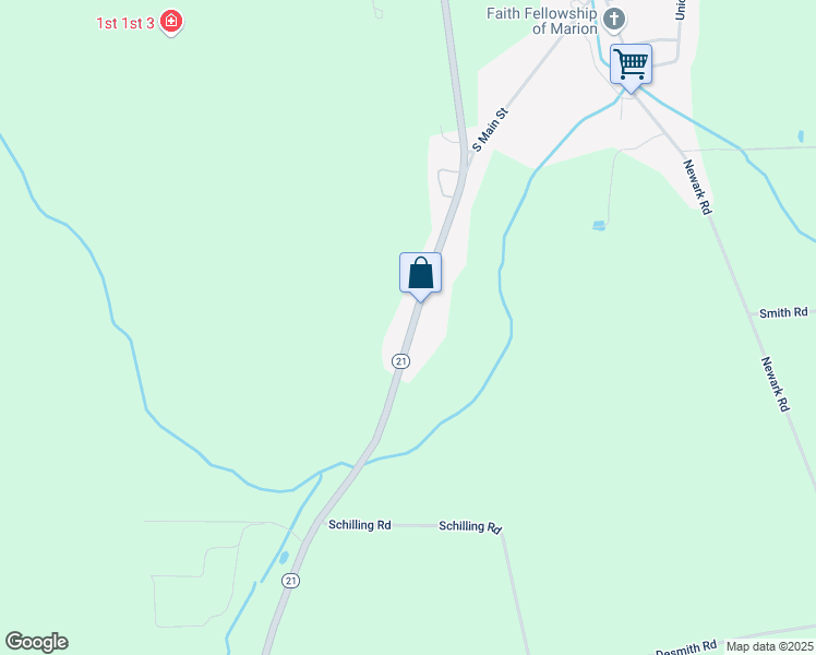 map of restaurants, bars, coffee shops, grocery stores, and more near 3515 State Route 21 in Marion