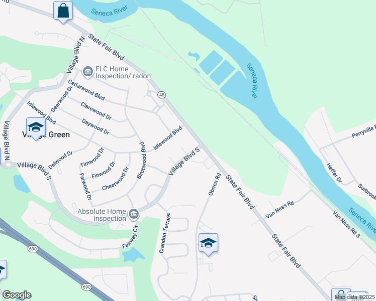 map of restaurants, bars, coffee shops, grocery stores, and more near 100 Midiron Court in Baldwinsville