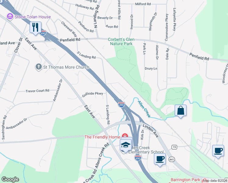 map of restaurants, bars, coffee shops, grocery stores, and more near 35 Buffard Drive in Rochester