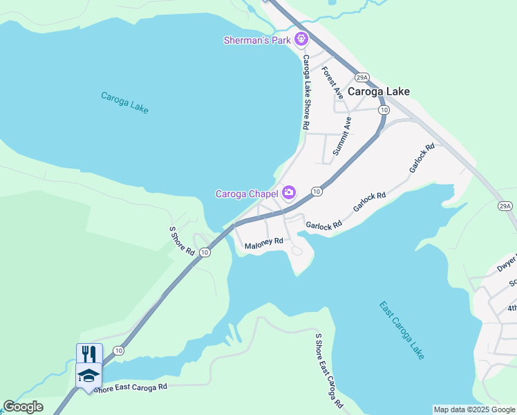 map of restaurants, bars, coffee shops, grocery stores, and more near 227 Caroga Lake Shore Rd in Caroga Lake