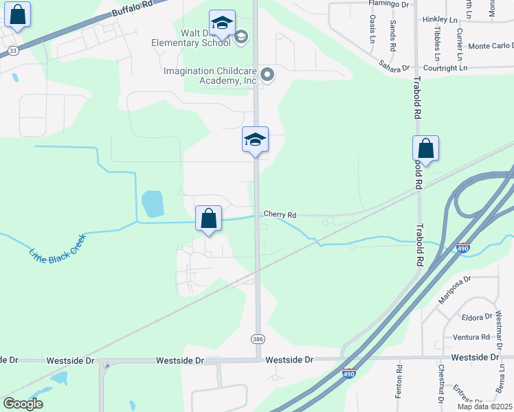 map of restaurants, bars, coffee shops, grocery stores, and more near Coldwater Road & Bending Creek Road in Rochester