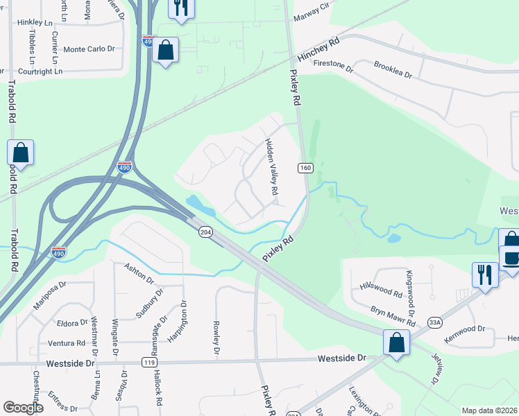 map of restaurants, bars, coffee shops, grocery stores, and more near 279 Hidden Valley Road in Rochester
