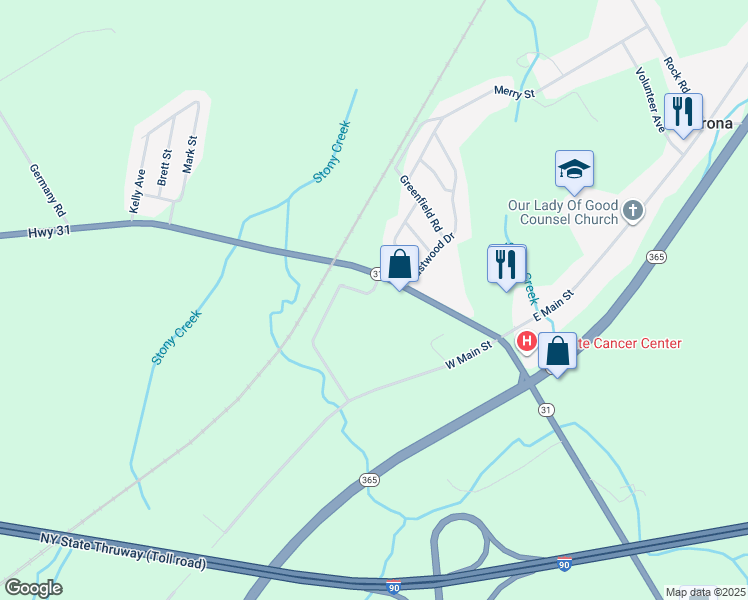 map of restaurants, bars, coffee shops, grocery stores, and more near 5604 Station St in Verona