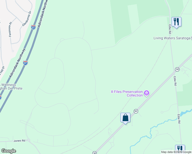 map of restaurants, bars, coffee shops, grocery stores, and more near 4258 New York 50 in Saratoga Springs