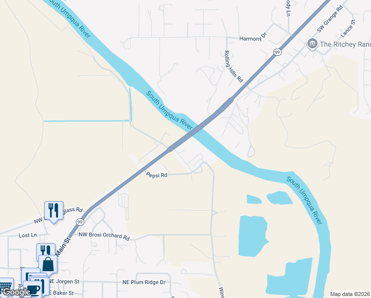 map of restaurants, bars, coffee shops, grocery stores, and more near 124 Winston Section Road in Winston