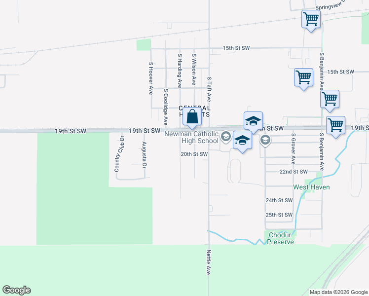 map of restaurants, bars, coffee shops, grocery stores, and more near 1935 South Harding Avenue in Mason City
