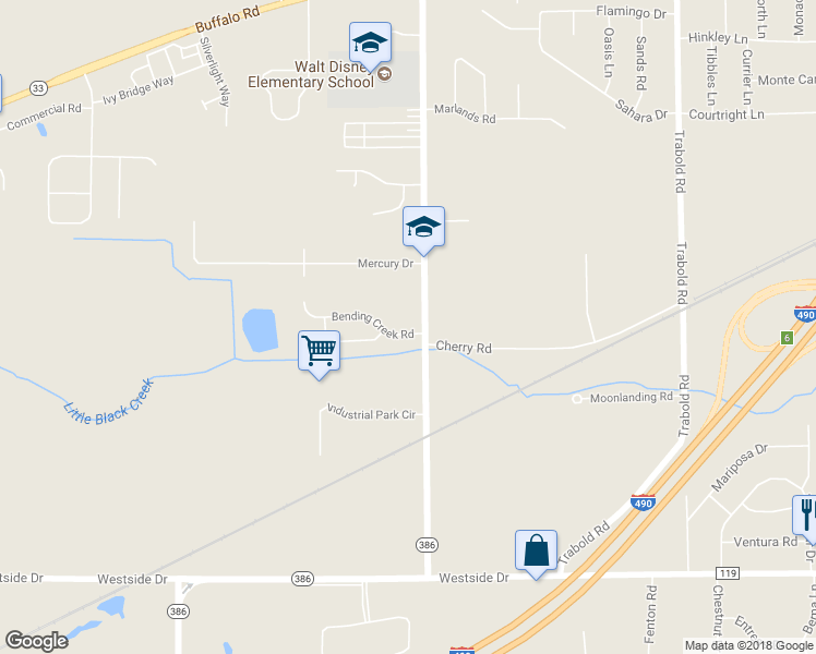 map of restaurants, bars, coffee shops, grocery stores, and more near 495 Coldwater Road in Rochester