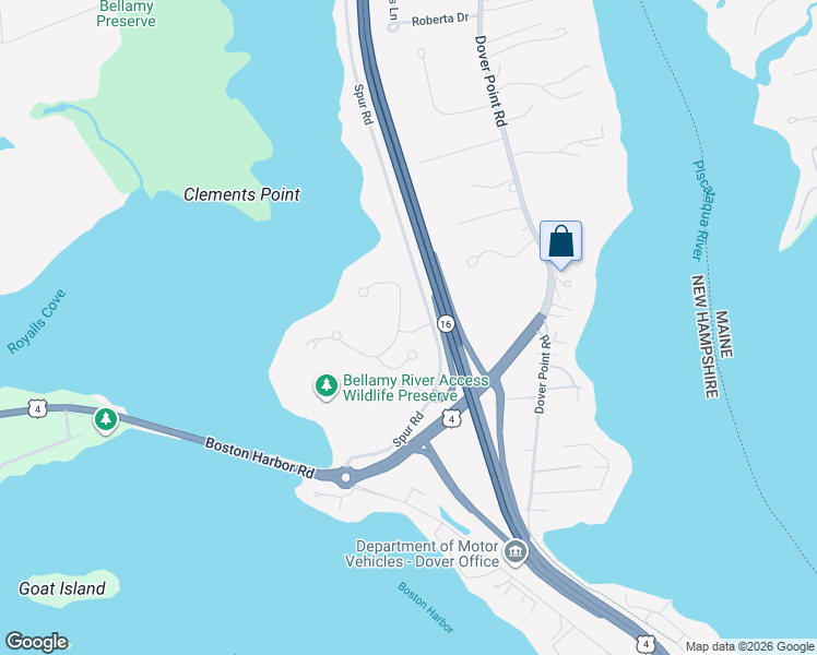map of restaurants, bars, coffee shops, grocery stores, and more near 43 Clearwater Drive in Dover