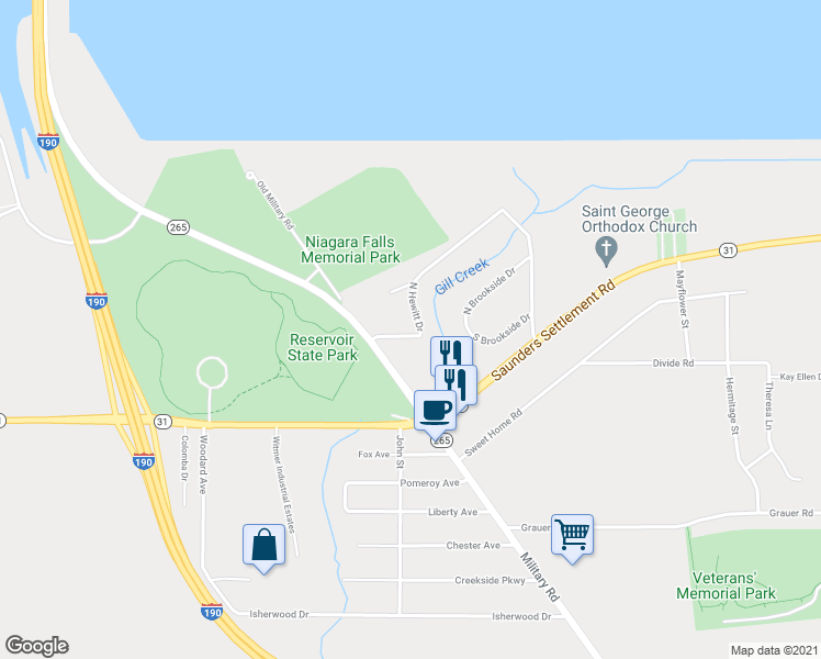 map of restaurants, bars, coffee shops, grocery stores, and more near 923 North Hewitt Drive in Lewiston