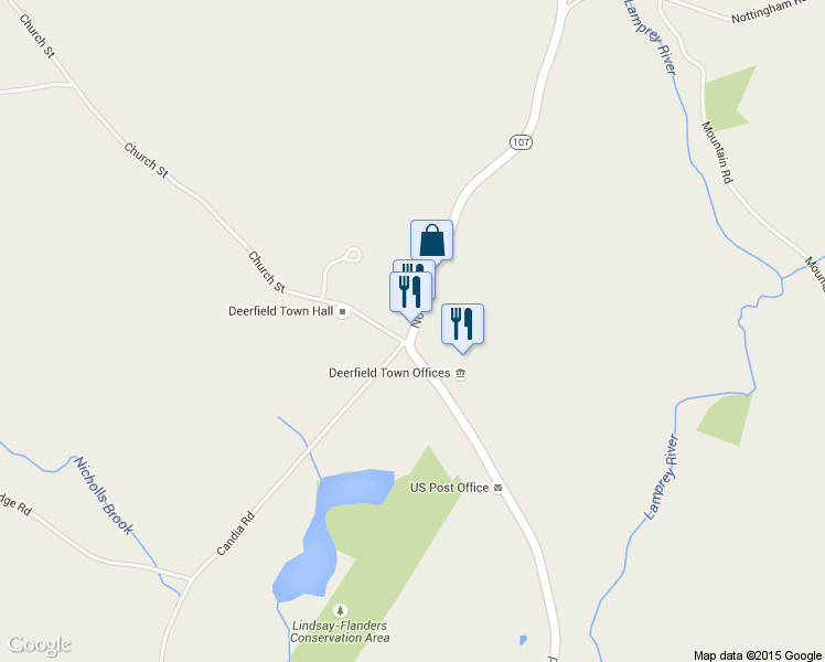 map of restaurants, bars, coffee shops, grocery stores, and more near 3 N Rd in Deerfield