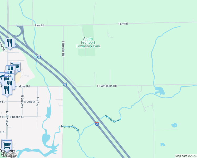 map of restaurants, bars, coffee shops, grocery stores, and more near 4200 East Pontaluna Road in Fruitport Charter Township
