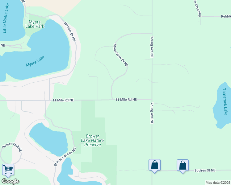 map of restaurants, bars, coffee shops, grocery stores, and more near 9212 Stone View Drive Northeast in Rockford