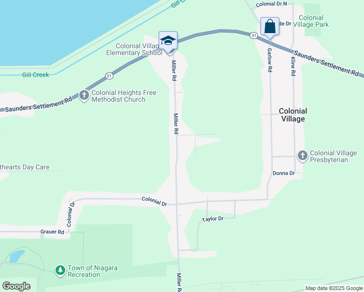 map of restaurants, bars, coffee shops, grocery stores, and more near 5994 Miller Road in Niagara Falls