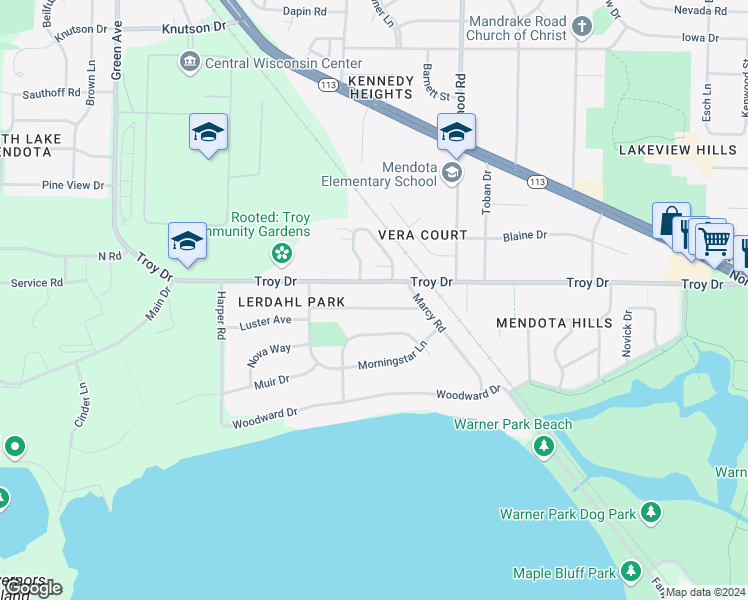 map of restaurants, bars, coffee shops, grocery stores, and more near 702 Delladonna Way in Madison