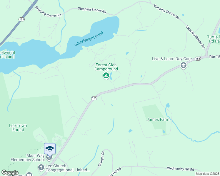 map of restaurants, bars, coffee shops, grocery stores, and more near 69 Mast Road in Lee