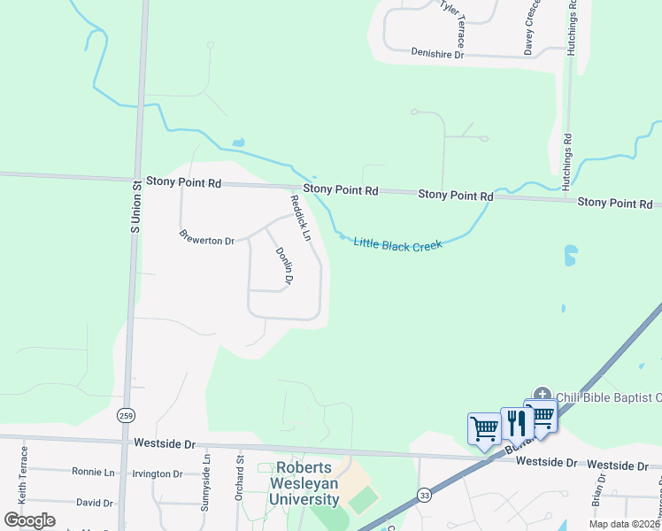 map of restaurants, bars, coffee shops, grocery stores, and more near 20 Reddick Lane in Rochester