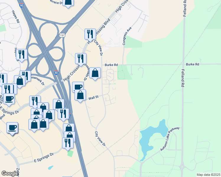 map of restaurants, bars, coffee shops, grocery stores, and more near 2601 Old Camden Square in Madison
