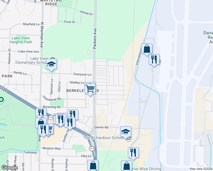 map of restaurants, bars, coffee shops, grocery stores, and more near 265 Mallard Lane in Madison