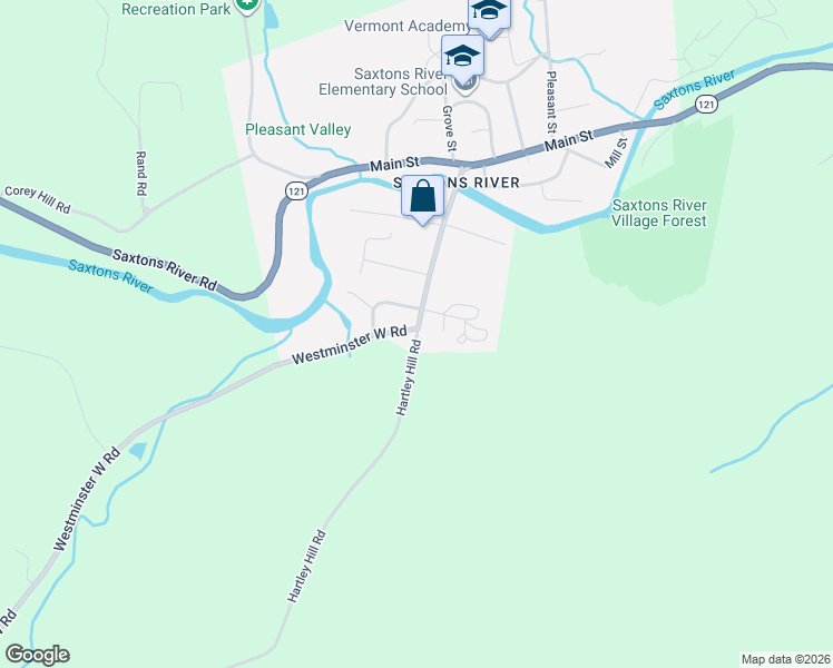 map of restaurants, bars, coffee shops, grocery stores, and more near 19 Westminster Street in Town of Rockingham