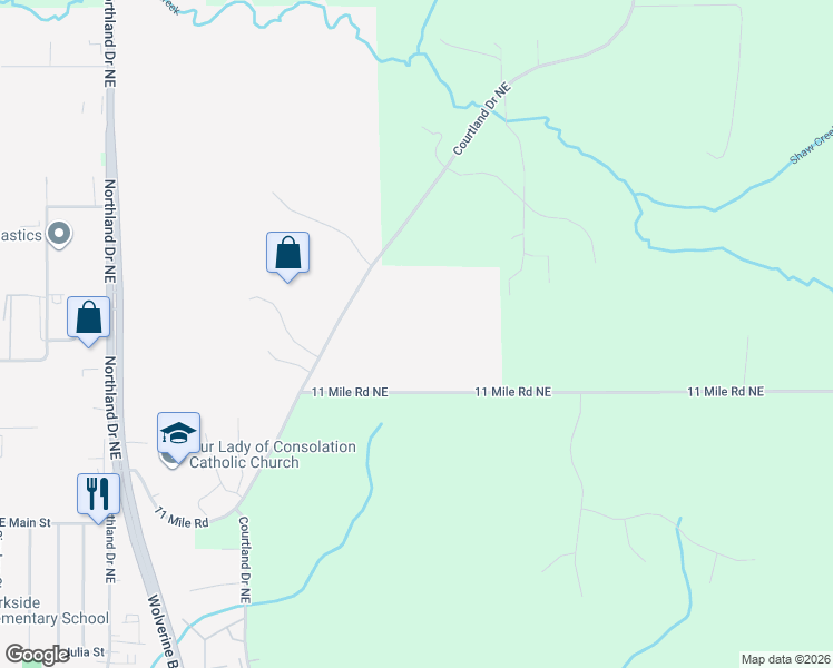 map of restaurants, bars, coffee shops, grocery stores, and more near 9428 Courtland Drive Northeast in Rockford