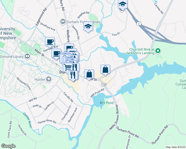 map of restaurants, bars, coffee shops, grocery stores, and more near 31 Park Court in Durham