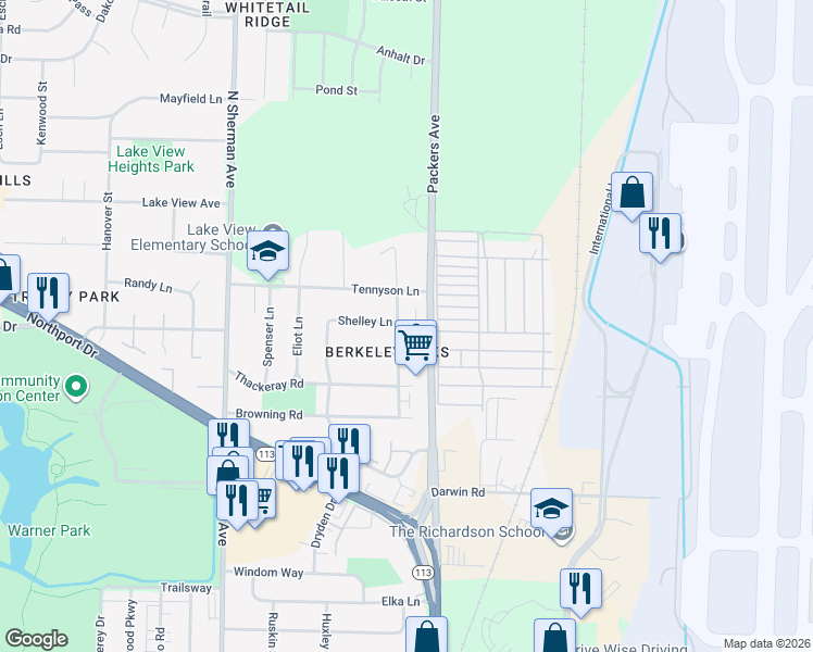 map of restaurants, bars, coffee shops, grocery stores, and more near 3701 Kipling Drive in Madison