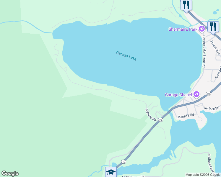 map of restaurants, bars, coffee shops, grocery stores, and more near 194 South Shore Road in Caroga Lake