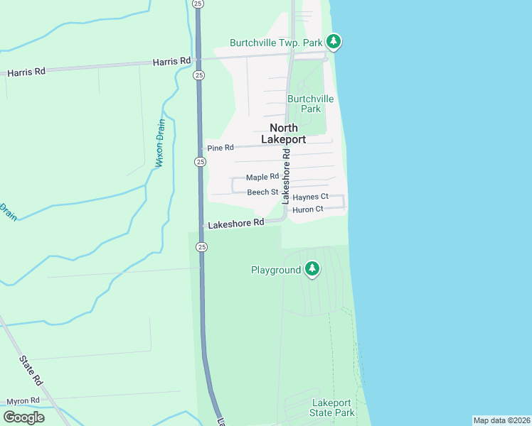 map of restaurants, bars, coffee shops, grocery stores, and more near 7761 Lakeshore Road in Township of Burtchville